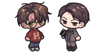 digital drawing of harry potter and tom riddle in chibi form